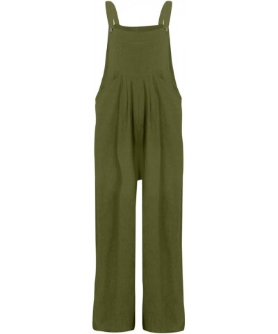 Womens Overalls Loose Sleeveless Spaghetti Strap Wide Leg Jumpsuits Long Pants Baggy Rompers with Pockets 05-dark Green $12.5...