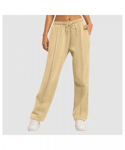 Baggy Wide Leg Sweatpants for Women Fleece Joggers with Pockets Comfy High Waist Lounge Drawstring Cargo Pants 05-yellow $11....