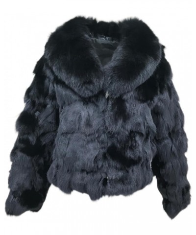 Women Natural Fox Fur Coat Fashion Comfort Winter Furry Plush Luxurious Warm Winter for Party Black $54.74 Coats