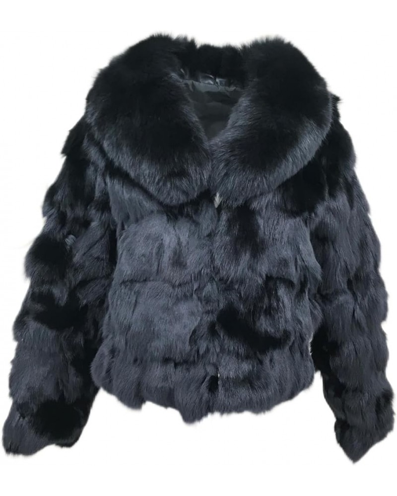 Women Natural Fox Fur Coat Fashion Comfort Winter Furry Plush Luxurious Warm Winter for Party Black $54.74 Coats