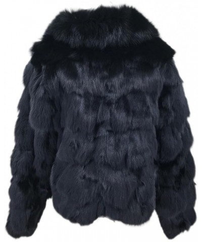 Women Natural Fox Fur Coat Fashion Comfort Winter Furry Plush Luxurious Warm Winter for Party Black $54.74 Coats