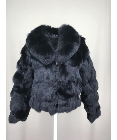 Women Natural Fox Fur Coat Fashion Comfort Winter Furry Plush Luxurious Warm Winter for Party Black $54.74 Coats