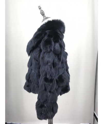 Women Natural Fox Fur Coat Fashion Comfort Winter Furry Plush Luxurious Warm Winter for Party Black $54.74 Coats