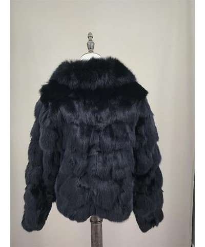 Women Natural Fox Fur Coat Fashion Comfort Winter Furry Plush Luxurious Warm Winter for Party Black $54.74 Coats