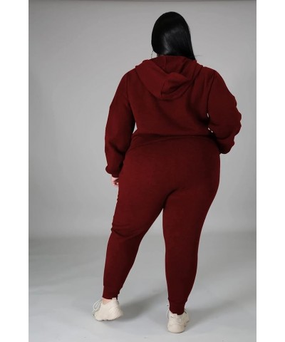 Womens Plus Size 2 Piece Outfits Long Sleeve Sweatsuit Hooded TrackSuit Sets Matching Loungewear with Pockets Burgundy $15.48...