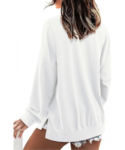 Womens Casual Shirts Long Sleeve Fall Oversized Pullover Sweatshirt Blouses White $10.24 Hoodies & Sweatshirts