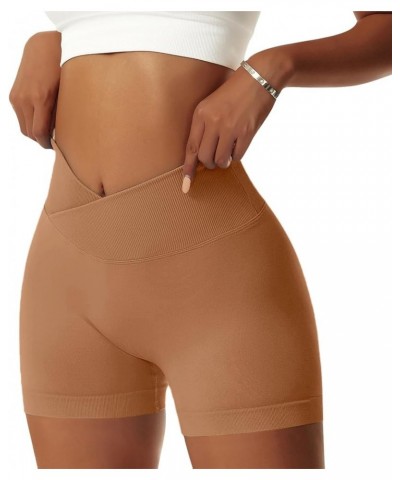 Women's Workout Gym Shorts Booty V Cross Spandex Yoga Biker Shorts Scrunch Butt High Waisted Athletic Leggings Khaki $10.44 A...