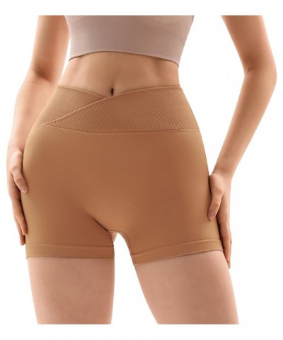 Women's Workout Gym Shorts Booty V Cross Spandex Yoga Biker Shorts Scrunch Butt High Waisted Athletic Leggings Khaki $10.44 A...