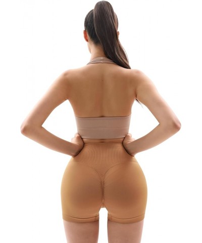 Women's Workout Gym Shorts Booty V Cross Spandex Yoga Biker Shorts Scrunch Butt High Waisted Athletic Leggings Khaki $10.44 A...