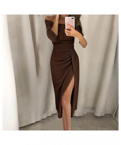 Sexy Dresses for Women 2024 Wedding Guest Cocktail Fashion Casual Beach Sun Dress H038 Brown $12.23 Dresses