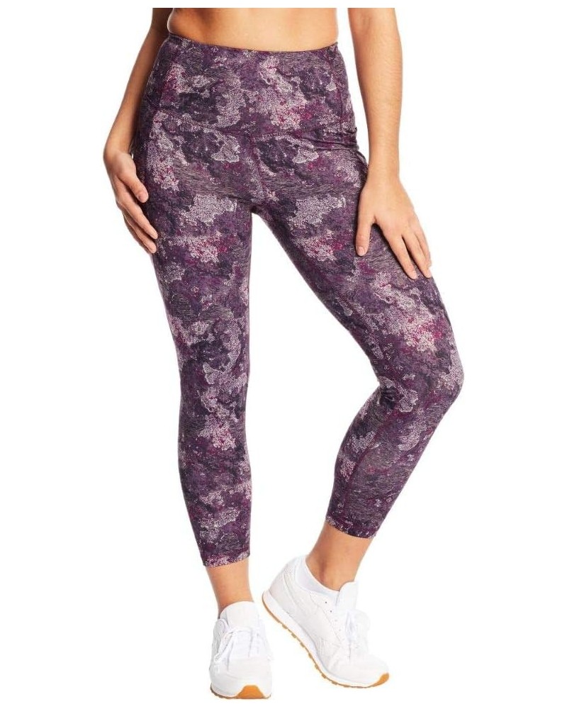 Women's High Waist Cropped Legging Volcano Moss/Craft Purple $13.64 Activewear