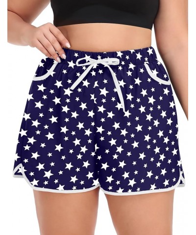 Womens Plus Size Beach Shorts Quick Dry Drawstring Board Shorts Swim Shorts with Pockets Five-pointed Star $11.00 Swimsuits