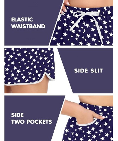 Womens Plus Size Beach Shorts Quick Dry Drawstring Board Shorts Swim Shorts with Pockets Five-pointed Star $11.00 Swimsuits