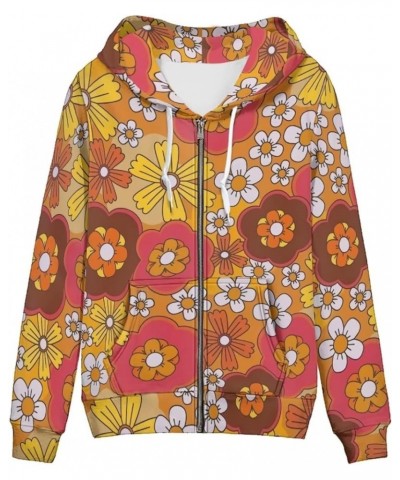 Yuuxorilu Womens Zip Up Hoodies Long Sleeve Fall Oversized Sweatshirts Y2K Jacket with Pockets Abstract Daisy Flower $20.66 H...