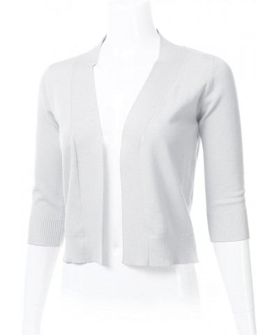 Women's Classic 3/4 Sleeve Open Front Cropped Cardigan (S-3XL) Fsw008_white $14.21 Sweaters