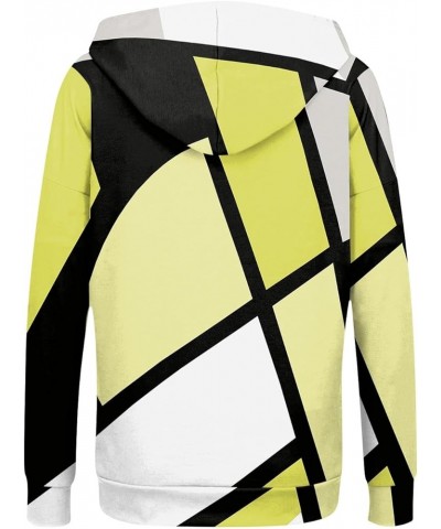 Hoodies For Women,Women'S Geometric Print Zip Up Hooded Jacket With Pockets Drawstring Oversized Y2K Hoodies Clothes 3-yellow...