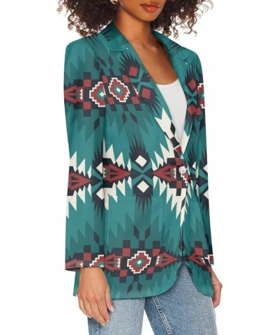 Womens Blazer Casual Work Suit Jacket with Long Sleeve Pockets Lightweight Comfy Size 2XS-3XL Aztec Style $19.75 Blazers