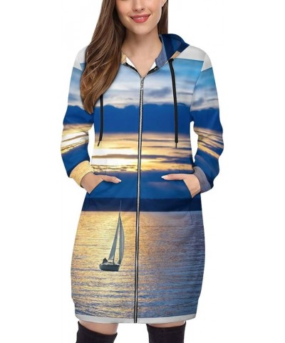 Zip Up Hoodie Women - Long Sleeve Fall Hoodeds Island And Lighthouses Sweatshirts Fall Jacket Coat with Pockets Landscape Out...