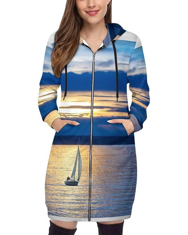 Zip Up Hoodie Women - Long Sleeve Fall Hoodeds Island And Lighthouses Sweatshirts Fall Jacket Coat with Pockets Landscape Out...