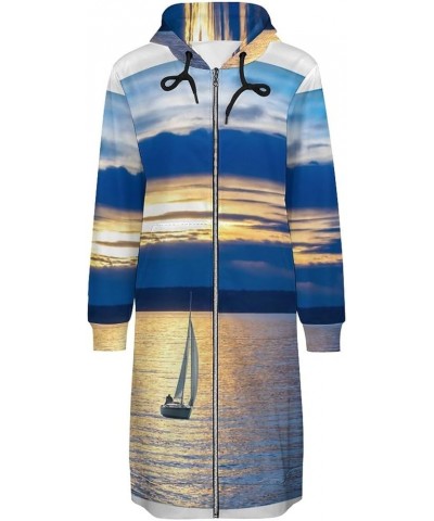 Zip Up Hoodie Women - Long Sleeve Fall Hoodeds Island And Lighthouses Sweatshirts Fall Jacket Coat with Pockets Landscape Out...