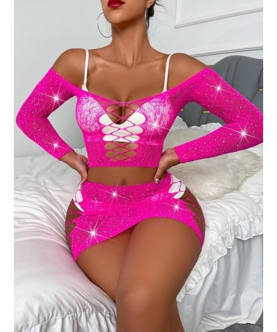 Women Sexy Sparkle Rhinestone Lingerie Set for Women See Through Mini Micro Bra Bikini G String Bottom Set $7.64 Swimsuits