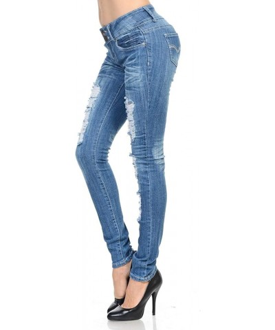 Juniors Women's Blue Jean Denim Stretch Skinny Ripped Distressed Jeans Pants Sweet Look Jeans Blue N426 Ripped $10.50 Jeans