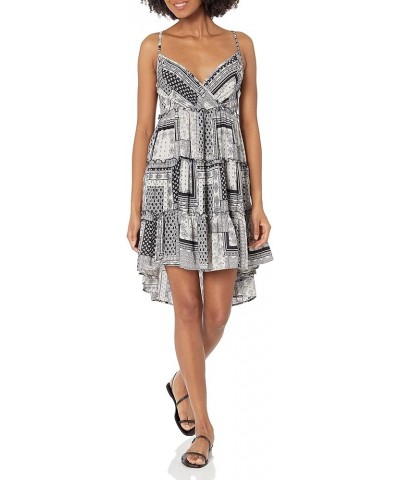 Women's Tiered Sundress with Crisscross Back Detail Black-white $20.24 Dresses