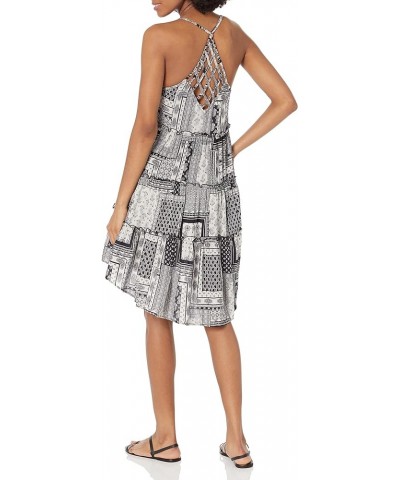 Women's Tiered Sundress with Crisscross Back Detail Black-white $20.24 Dresses