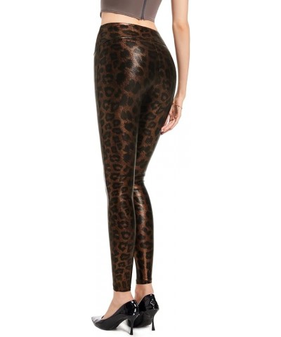 Women's 25''/27''/29'' Faux Leather Leggings High Waist Slacks Tall Petite Pants for Workout 29" inseam (Long) Leopard Print ...