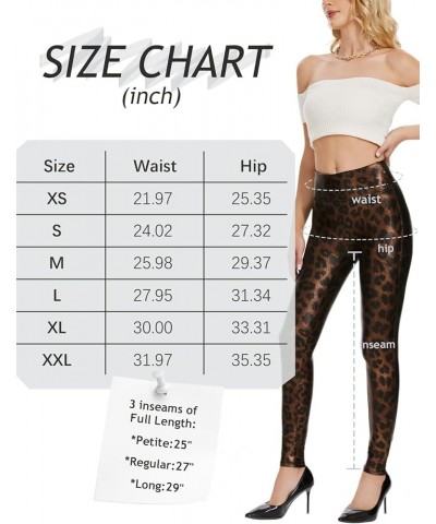 Women's 25''/27''/29'' Faux Leather Leggings High Waist Slacks Tall Petite Pants for Workout 29" inseam (Long) Leopard Print ...