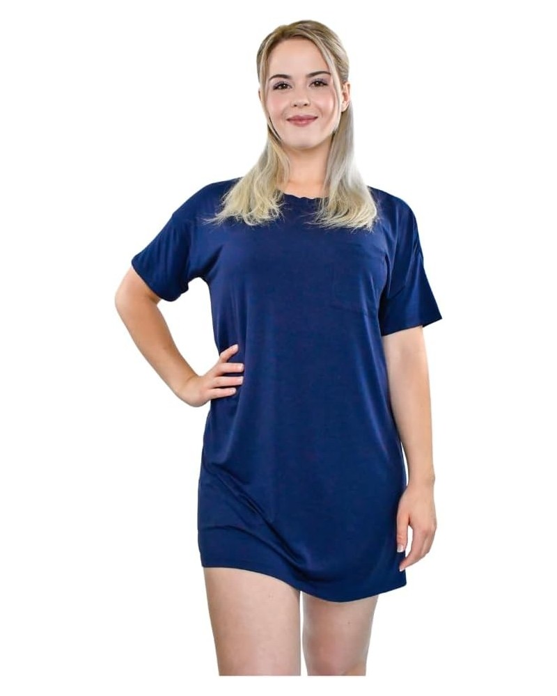 Women's Oversized Viscose from Bamboo Sleep Shirt or Nightgown. Super Soft Breathable Cooling Sleepwear XS-XXL Navy $13.53 Li...