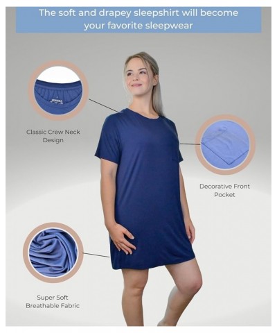 Women's Oversized Viscose from Bamboo Sleep Shirt or Nightgown. Super Soft Breathable Cooling Sleepwear XS-XXL Navy $13.53 Li...