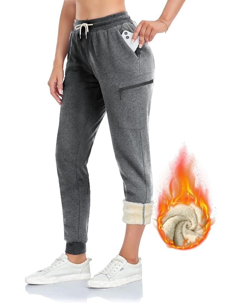 Women's 28" 31" 34" 36" Sherpa Polar Fleece Lined Jogger Pants Warm Sweatpants Thermal Athletic Lounge Petite Tall Regular-31...