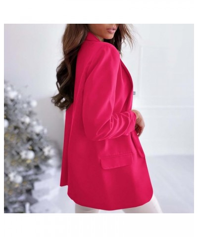 Blazers for Women Business Casual Button Work Office Jackets Blazer Open Front Long Sleeve Lapel Jacket Outfit 04 Hot Pink $1...