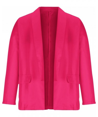 Blazers for Women Business Casual Button Work Office Jackets Blazer Open Front Long Sleeve Lapel Jacket Outfit 04 Hot Pink $1...