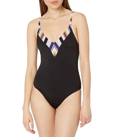 Women's V-Plunge One Piece Swimsuit Black//Treasure Cove Solids $26.97 Swimsuits