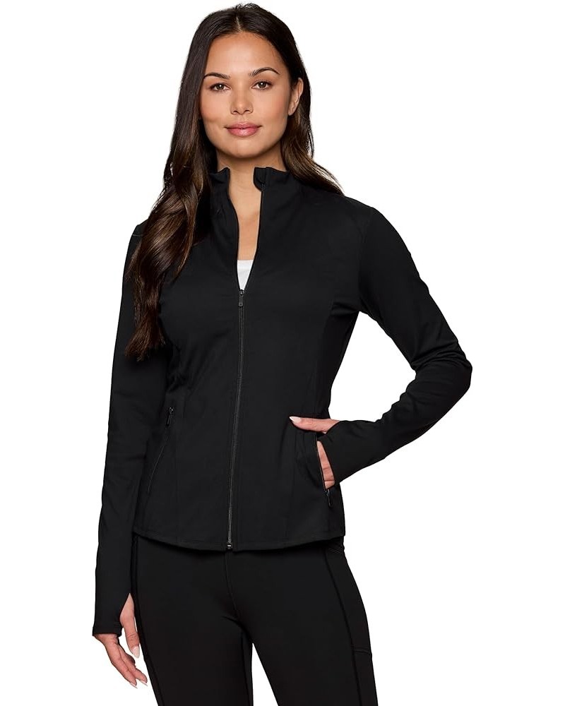 Active Running Jacket for Women, Lightweight Zip Up Mock Neck Yoga Jacket With Zipper Pockets Seamed Black $20.19 Jackets