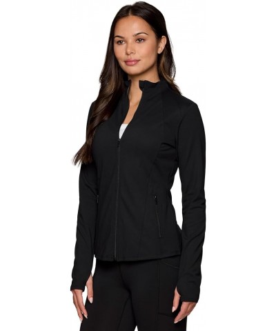 Active Running Jacket for Women, Lightweight Zip Up Mock Neck Yoga Jacket With Zipper Pockets Seamed Black $20.19 Jackets