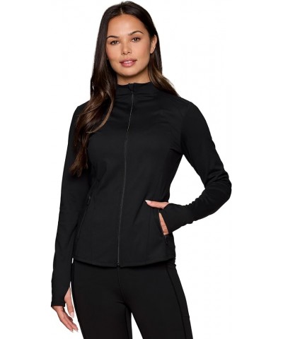 Active Running Jacket for Women, Lightweight Zip Up Mock Neck Yoga Jacket With Zipper Pockets Seamed Black $20.19 Jackets