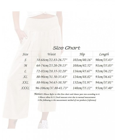 Womens Cotton Linen Cinch Bottom Casual Elastic Waist Wide Leg Pants Long Wide Leg Pants Casual Trousers with Pockets Ysfnda1...