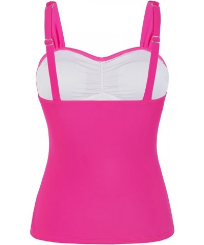 Women's Underwire Tankini Top Ruched Slimming Tummy Control Bathing Suit Top Shirring Push Up Swimsuit Tops Hot Pink $21.31 S...