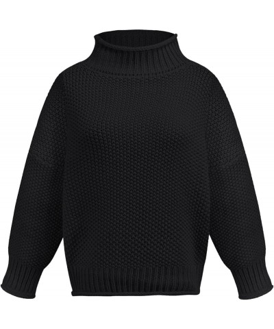 Women's Sweater Chunky Knit Turtle Neck Oversized Pullover Sweaters Casual Athletic Fall-Winter Workout Baggy Knitwear Black2...