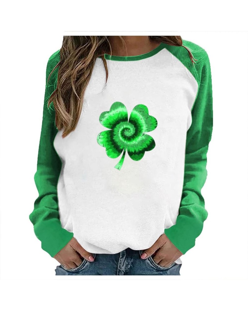 St. Patrick's Day Sweatshirts Womens Shamrock Printed Shirts Clover Raglan Sleeve Crewneck Pullover Tops Army Green $10.01 Ac...