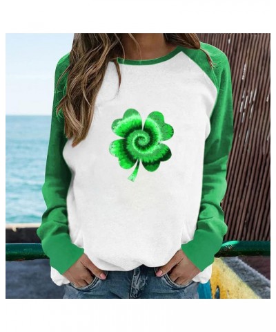 St. Patrick's Day Sweatshirts Womens Shamrock Printed Shirts Clover Raglan Sleeve Crewneck Pullover Tops Army Green $10.01 Ac...