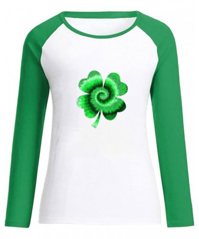 St. Patrick's Day Sweatshirts Womens Shamrock Printed Shirts Clover Raglan Sleeve Crewneck Pullover Tops Army Green $10.01 Ac...