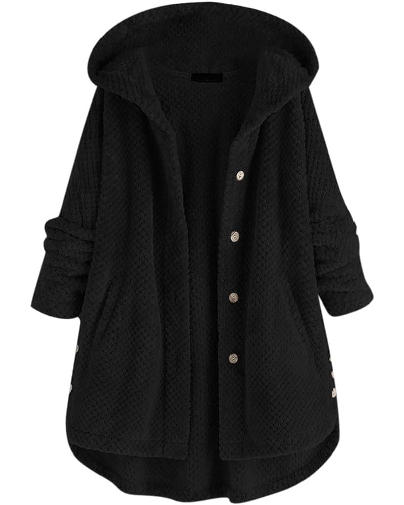 2024 Womens Fleece Jacket Winter Warm Fuzzy Hooded Coats Plus Size Casual Plush Cardigan Sweaters with Pokets Trendy Outwear ...