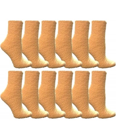 Women Fuzzy Socks Crew Socks, Warm Butter Soft (9-11) 12 Pair Light Yellow $12.48 Socks