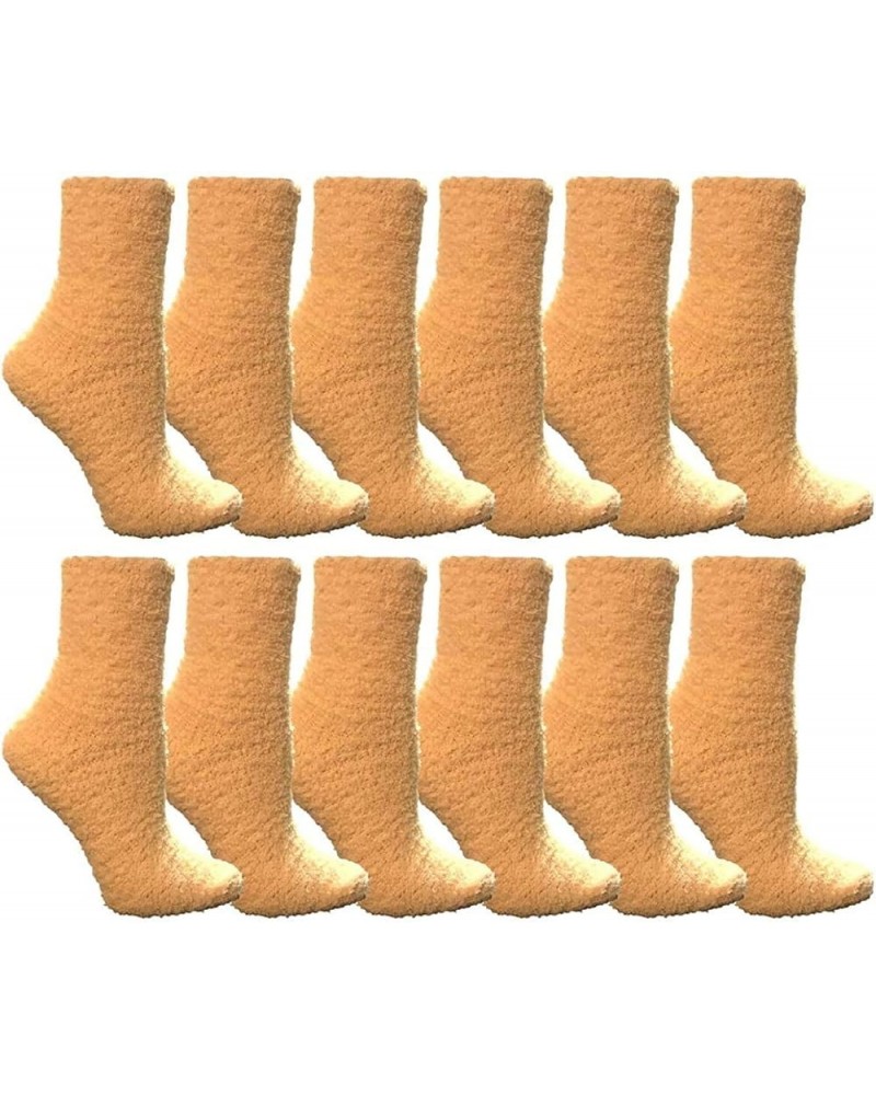 Women Fuzzy Socks Crew Socks, Warm Butter Soft (9-11) 12 Pair Light Yellow $12.48 Socks