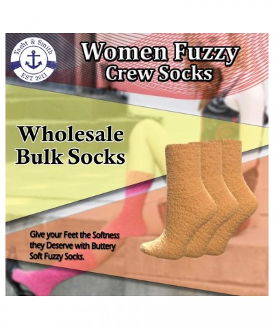 Women Fuzzy Socks Crew Socks, Warm Butter Soft (9-11) 12 Pair Light Yellow $12.48 Socks