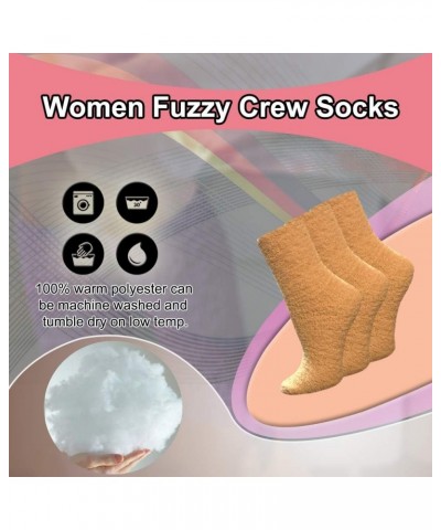 Women Fuzzy Socks Crew Socks, Warm Butter Soft (9-11) 12 Pair Light Yellow $12.48 Socks